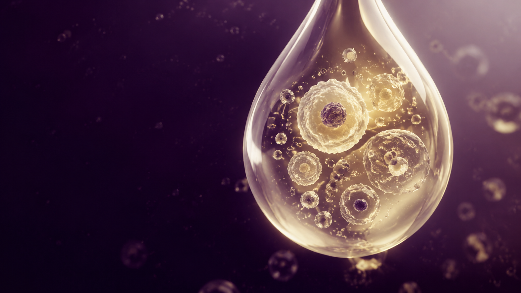 Luminous biological cells within a suspended droplet