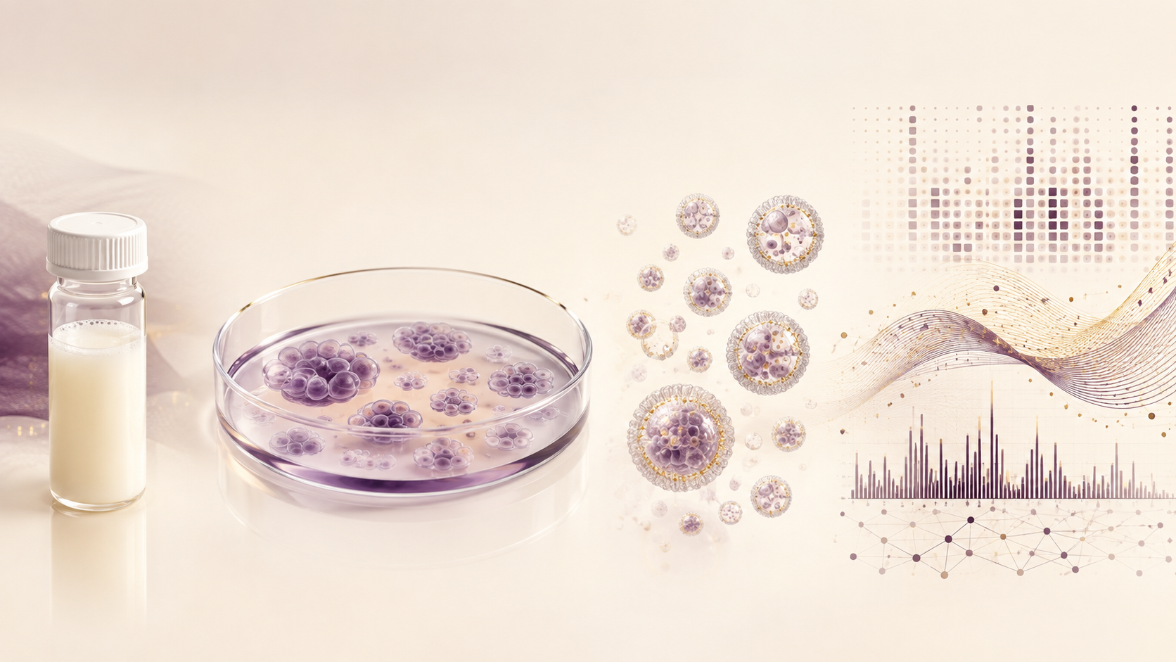 Scientific visualization of maternal milk, cell culture and analytical data